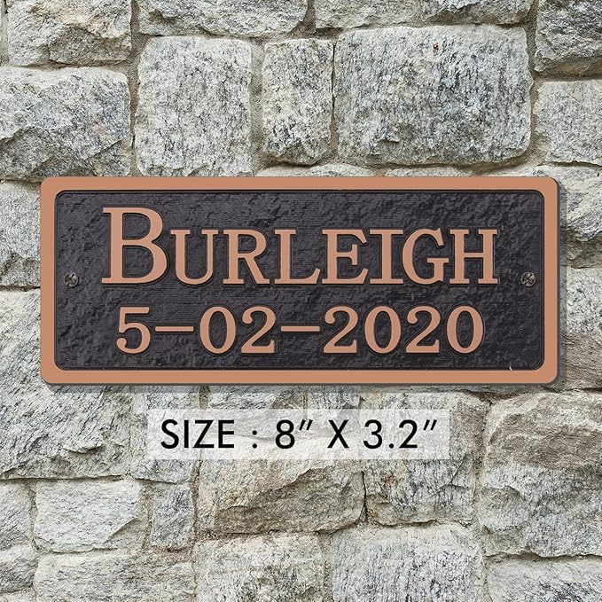 Acrylic Horse Stall Name Plate, 2.4" x 8" Personalized Stall Signs, UV Protected, Custom Pet Name Sign, All Weather Adhesive, Mounting (Antique Copper, Style 7)