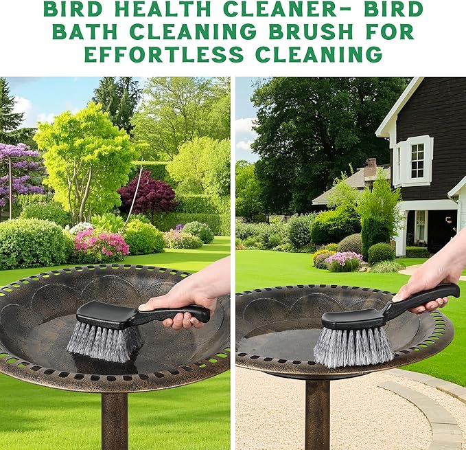 2 Pack Brush for Bird Baths, Bird Bath Cleaner with Ergonomic Handle and PVC Bristles, Gentle Yet Effective Cleaning for Wigglers, Feeders, Hook Design