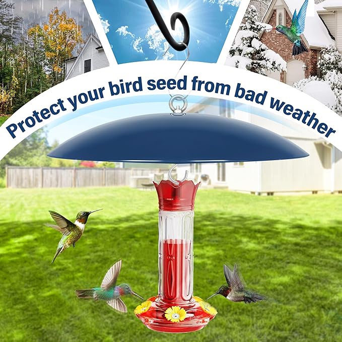 Bird Feeder Dome Guard,Squirrel Baffle for Hanging Feeder,13-Inch Cover for Shepherd's Hook in The Outdoors (Blue), 1 Pack