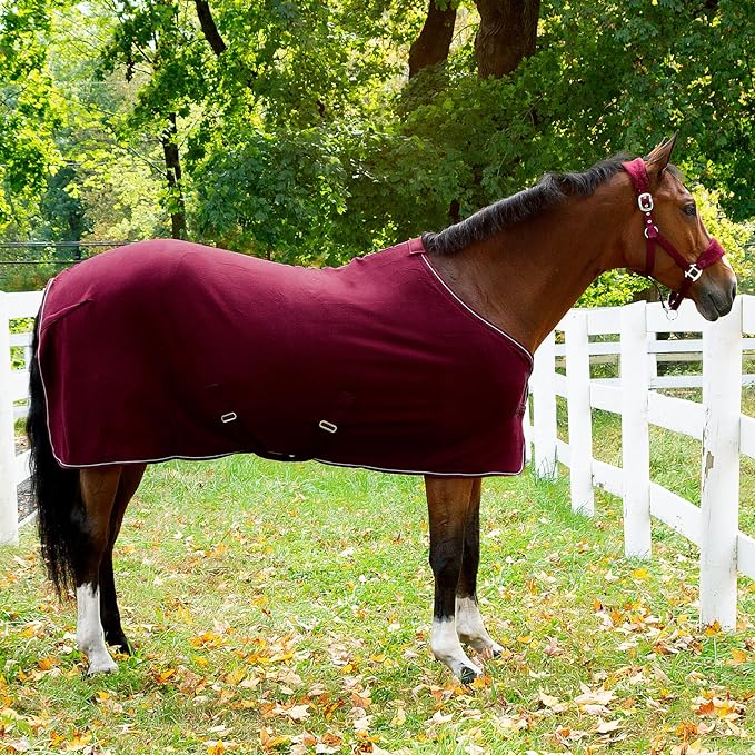 HORZE Kiel Adjustable Horse Halter with Fleece Padding - Dark Red - Warmblood