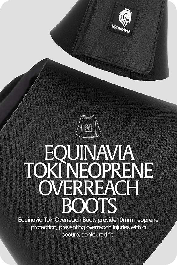 Equinavia Toki Bell Boots for Horses | Neoprene Overreach Boots - Black - XXL
