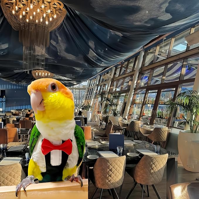 Bird Diapers Bird Harness Tuxedo Flight Suits with 80in Flying Leash Parrot Nappy with Waterproof Inner Layer Urine Wet Suite for Cockatiel Conure Parakeet Macaw Budgie-Black,M