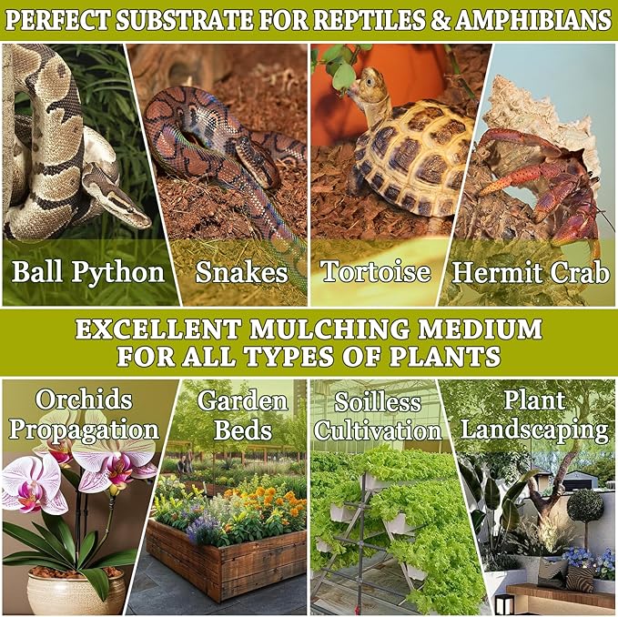 ZeeDix Coconut Husk for Reptiles, Organic Coconut Chips Substrate Coco Husk Snake Bedding, Coco Coir Chips Reptile Substrate for Ball Python, Tortoises, Geckos, Lizards, Hermit Crab, Lizard, Tarantula