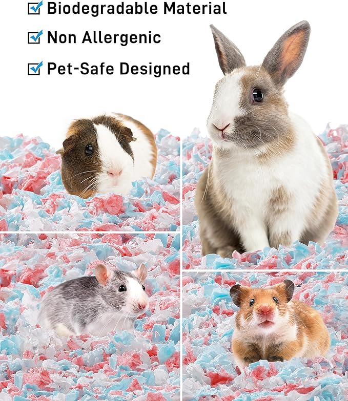 BUCATSTATE Hamster Bedding 70L, 99% Dust-Free Guinea Pig Bedding Odor Control Paper Bedding, Cozy Small Animal Bedding for Rabbit Rat Syrian Dwarf Hamsters Gerbils (Pink)