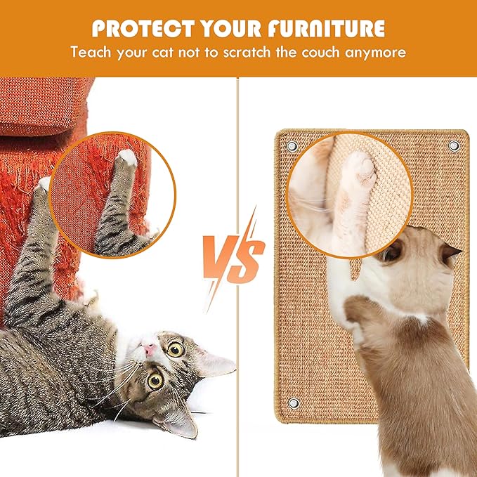 Rabbit Scratching Pad - Natural Sisal Bunny Scratch Pad Durable Rabbit Scratch Pad Chew Toy - 2PCS 16x12 Inches Pet Cage Mat