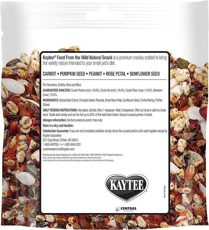Kaytee Food from The Wild Natural Snack for Pet Hamsters, Gerbils, Rats and Mice, 2 Ounces