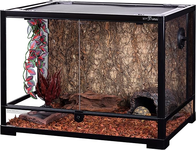 TRIXIE 32 Gallon Glass Terrarium, Double Hinged Doors, Mesh Top, Waterproof Base