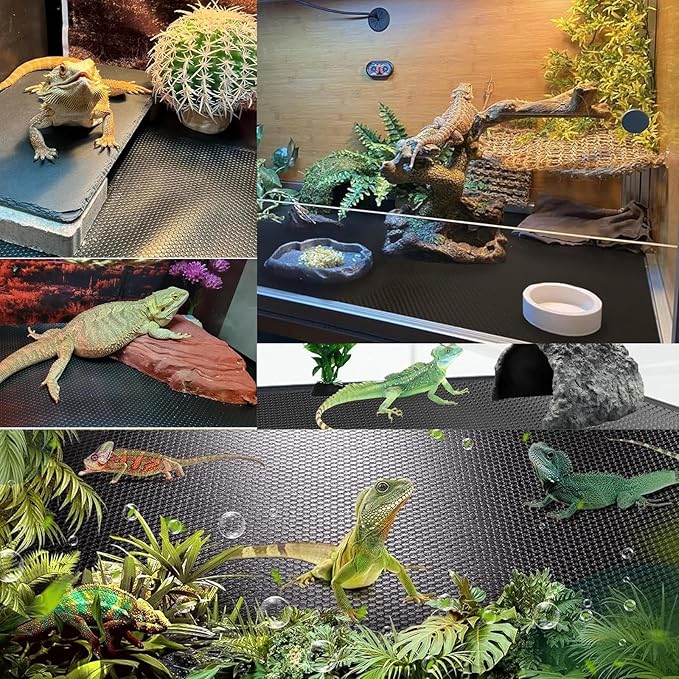 Bearded Dragon Tank Accessories, Non-Adhesive Reptile Carpet Bedding Substrate for Terrarium, Reptile Mat Terrarium Liner Tank Flooring for Leopard Gecko, Snake, Lizard and Tortoise, 18x80 in