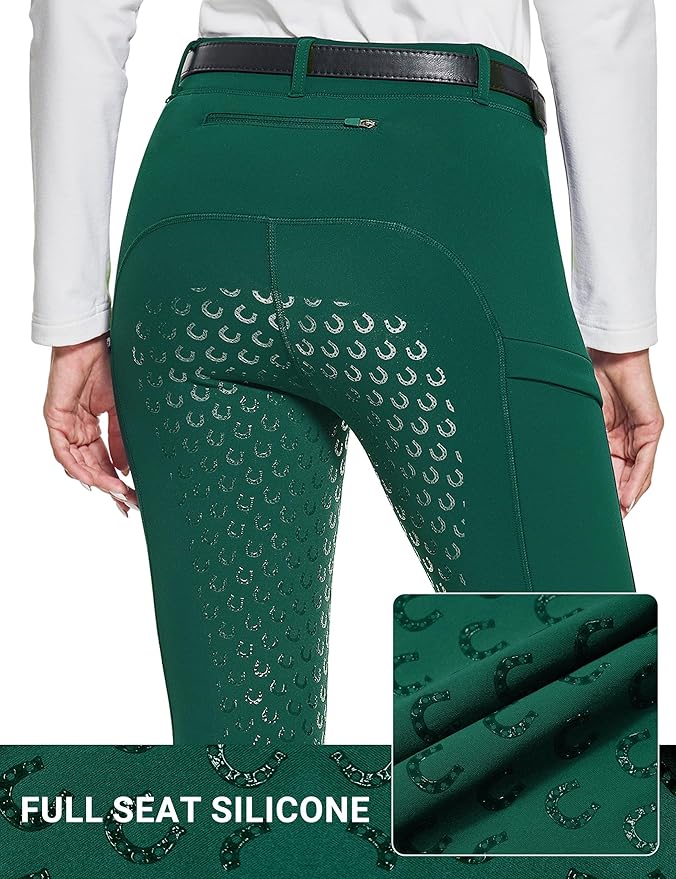 FitsT4 Sports Women's Winter Horse Riding Pants with Zipper Pockets Full Seat Riding Tights Fleece Lined Equestrian Breeches