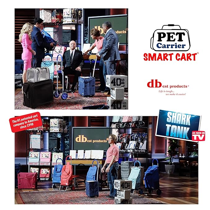 dbest products Pet Smart Cart Sport, Soft Sided Collapsible Cat Carrier Airline Approved with Mesh Panels and Easy Side/Top Loading, Grey
