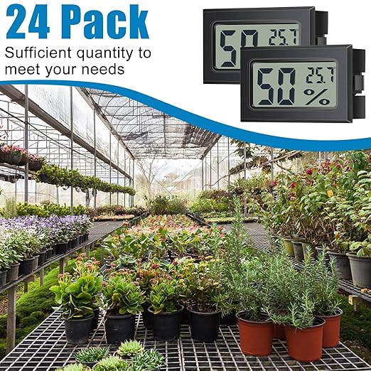 Kanayu 24 Pack Mini Digital Hygrometer Thermometers Indoor Humidity Monitor Temperature Humidity Gauge Meter with Fahrenheit for Greenhouse Garden Cellar Closet