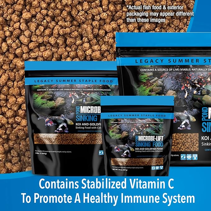Microbe-Lift MLLSPMD Sinking Fish Food Pellets for Ponds, Water Gardens, and Fountains, for Live Goldfish and Koi, 3 Pounds
