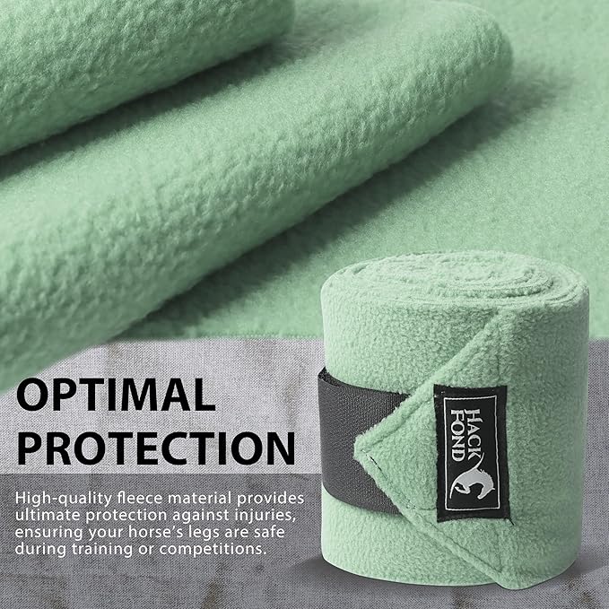 Horse Polo Leg Wraps, 5' Long Fleece Polo Wraps for Horses Set of 4, Horse Leg Bandages Stable Supplies Equestrian Boots Horse Leg Protection Light Mint