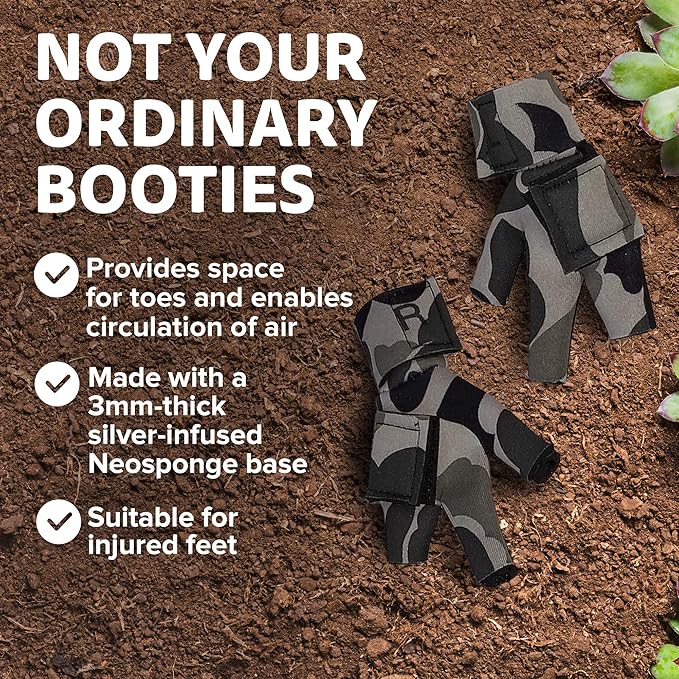 Chicken Shoes for Injured Feet – Protective Neoprene Footwear for Chicken, Open-Toe Design for Bumblefoot Relief, Made in USA - Large, 4" Max. Inside Width, Gray Camouflage