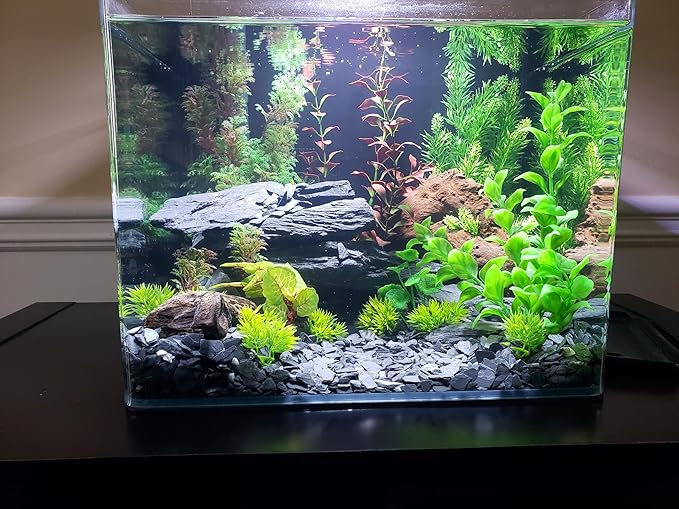 Small World Slate & Stone Aquarium Gravel 14 lbs - Natural Substrate for Aquascaping Planted, Freshwater and Saltwater Tanks - Grey - Gravel Size Approx. 1/4"-1/2" (14 lbs)