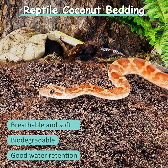 VCEPJH Loose Coconut Fiber Substrate 4 Pack Natural Coco Coir Reptile Bedding Tortoise Substrate Soil Habitat Accessories for Tarantula Snake Bearded Dragon Spiders Hermit Crabs