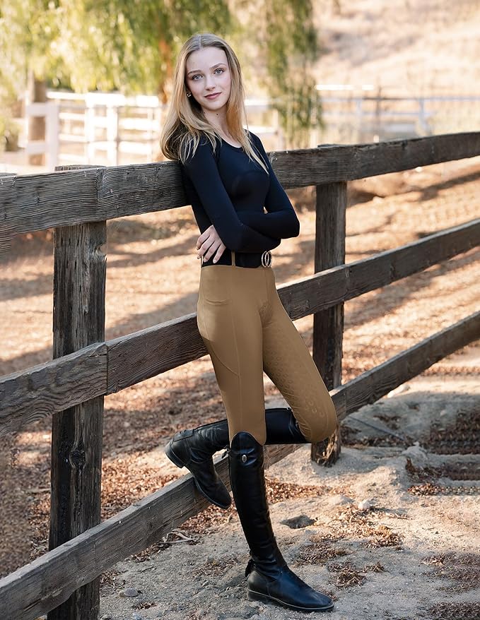 FitsT4 Sports Women's Full Seat Riding Tights Active Silicon Grip Horse Riding Tights Equestrian Breeches