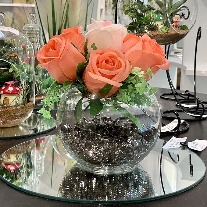 WGV Bowl Glass Vase Bulk, Diameter 6", Height 4.5", Open Width 4", 48 oz., (Multiple Sizes Choices) Clear Bubble Planter Terrarium Fish Bowl for Wedding Event Home Decor, 12 Pieces (VBW0006A)