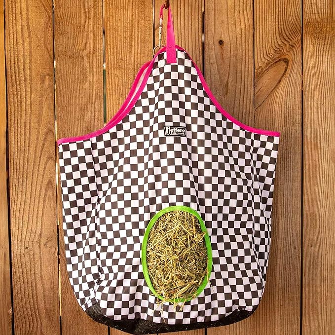 Jeffers Expression Top Loading Hay Bag for Horses & Livestock – Durable 600 Denier, Water Resistant Hay Feeder with Mesh Bottom for Stall, Trailer & Travel – Horse Feeding Supplies - Skater Cowgirl