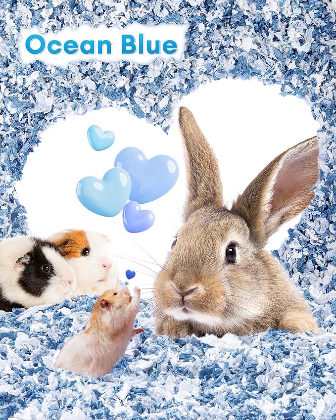BUCATSTATE Hamster Bedding 15L, 99% Dust-Free Guinea Pig Paper Bedding Odor Control Paper Bedding, Cozy Small Animal Bedding for Rabbit Rat Syrian Dwarf Hamsters Gerbils (Ocean Blue)