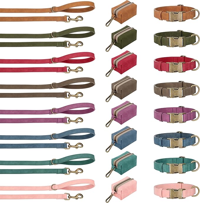 Didog Soft Leather Dog Collar, Durable Heavy Duty Dog Collars with Quick Release Metal Buckle, Adjustable Dog Collar Leather for Medium Small Dogs, Blue, M