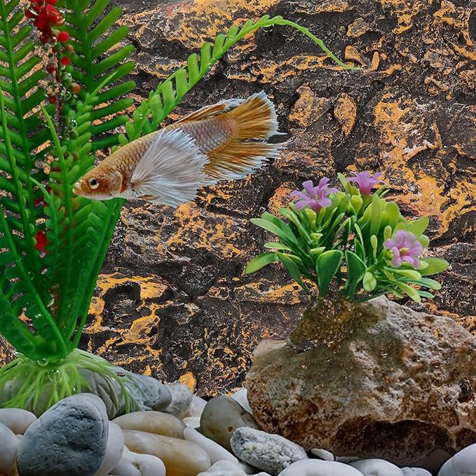 Rock Terrarium Background 3D - Reptile Tank Background Decorative Backdrop for Bearded Dragons Lizard Gecko Spider Chameleon Turtle Fish