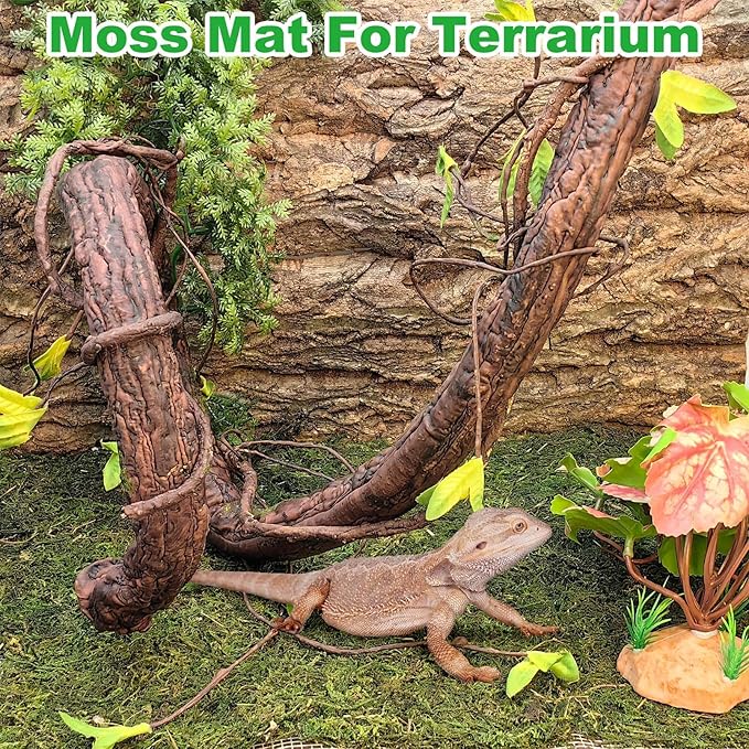 kathson Reptile Carpet, Natural Moss Mat for Terrarium, Bearded Dragon Tank Flooring Green Substrate Liner for Leopard Gecko Hermit Crab Lizard Tortoise (70.86" X 11.81")