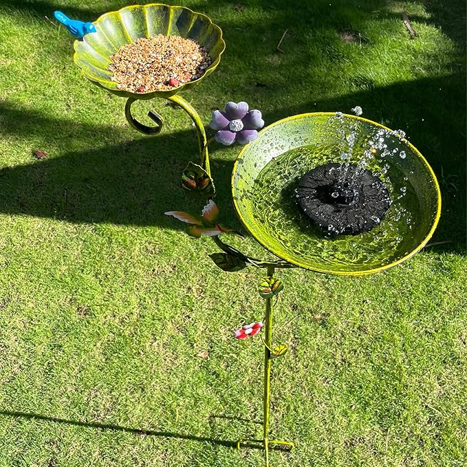 Bird Baths for Outdoors, 58" Tall Free Standing Bird Bath and Feeder Combo, Metal Birdbath with 5-Prong Stake for Outside, Decorative 2 in 1 Birdbaths Feeders for The Garden Yard Lawn