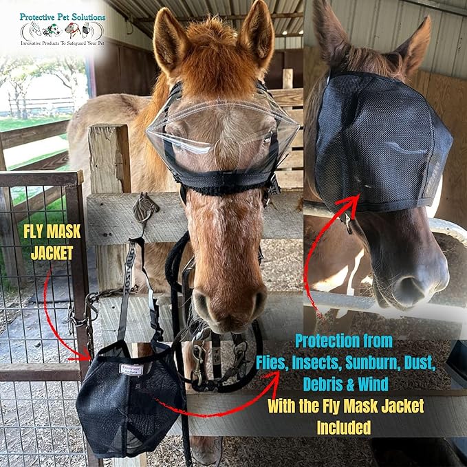 Recovery Vizor, (Size XL - Clear UV Tint) Medical and Preventative Horse Eye (Goggle) Protection Mask for Uveitis/Injury/Scratch or Corneal Ulcer, Infection, Blindness