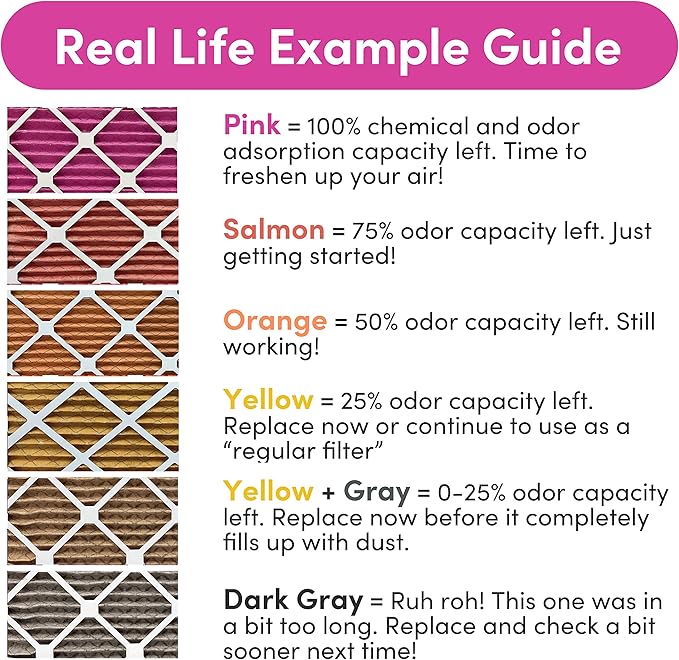 Colorfil 14x24x1 Air Filter (6-Pack) | Made in the USA | Color Changing | Remove Cat and Dog Odor | MERV 8 for Pet Hair Dander and Dust | 13.75"x23.75"x0.75" Exact Size