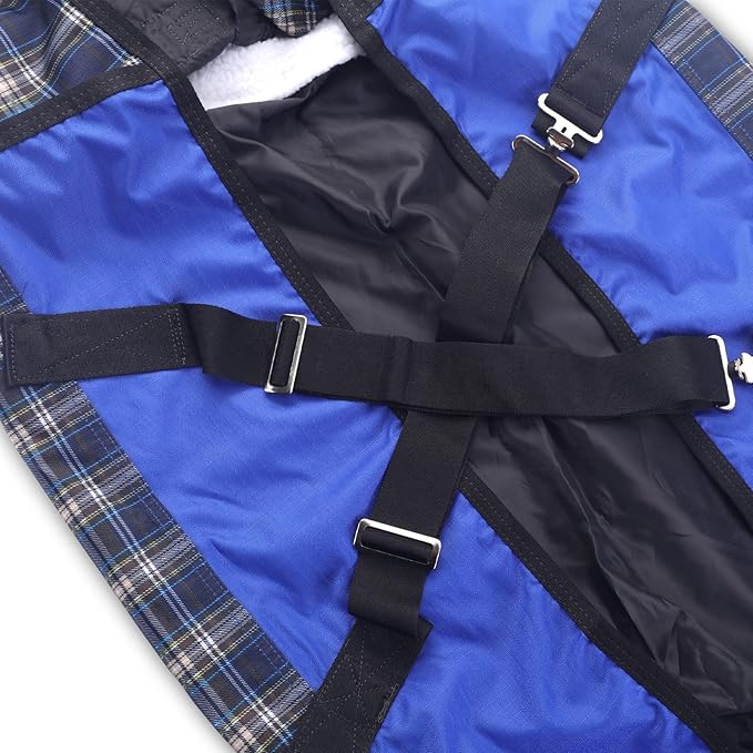 600 Denier Ripstop Mini Horse Blanket - 0g Fill Lightweight, Waterproof Breathable Miniature Pony/Donkey Turnout Rain Sheet Blueplaid 36