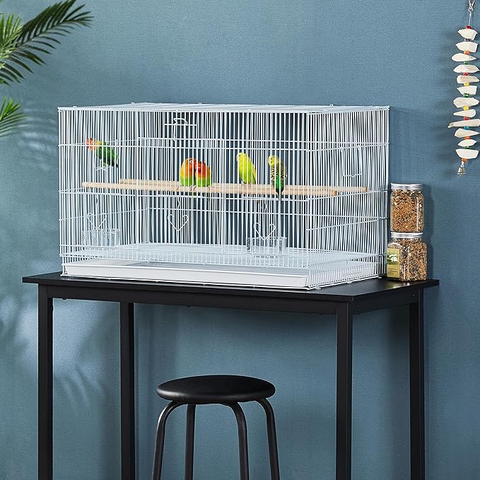 Yaheetech 2-Pack Flight Bird Cages for Parrots Budgies Parakeets Cockatiels Conures Budgies Finches Lovebirds Canaries Breeding Birdcage with Detachable Rolling Stand, White