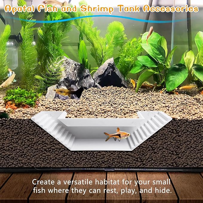 Aquarium Underground Tunnel Small Fish Cave Hideout with 2 Entrances Under Gravel Viewing Shrimp Tunnel Plastic Fish Tank Decoration (White)