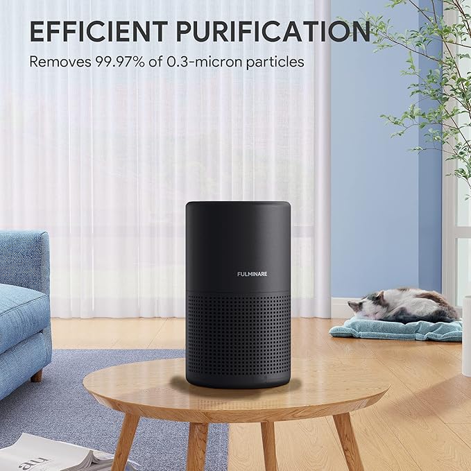 Air Purifiers for Bedroom, FULMINARE H13 True HEPA Air Filter, Quiet Air Cleaner With Night Light, Portable Small Air Purifier for Home, Office, Living Room Black
