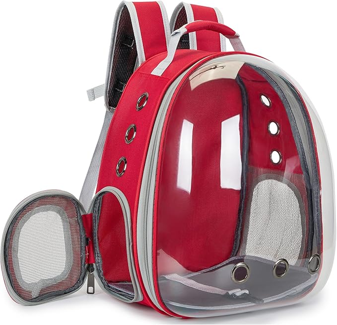 Cat Bubble Backpack Carrier for Small Medium Dogs Cats Carrying Bag, Airline Approved Pet Travel Carrying Bag Dog Hiking Walking Outdoor Backpack (Red)