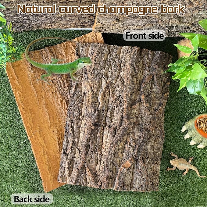Hamiledyi Cork Terrarium Background 11.8x7.9in 6PCS Natural Reptile Cork Bark Flats Terrarium Board Bearded Dragon Climbing Wall Mat Tank Decor for Lizard Chamelon Snake Turtle Spider Crested Gecko