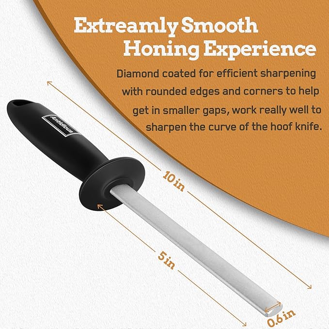 Antidious Hoof Knife Sharpener, 5 inch Farrier tool Honing Rod with Diamond Coated to Keep Hoof Knives and Cutting Instruments Sharp