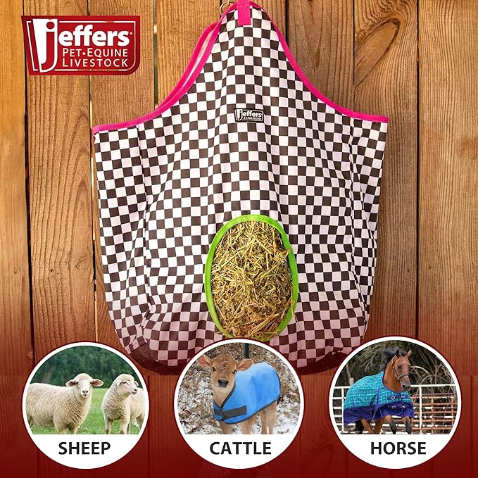 Jeffers Expression Top Loading Hay Bag for Horses & Livestock – Durable 600 Denier, Water Resistant Hay Feeder with Mesh Bottom for Stall, Trailer & Travel – Horse Feeding Supplies - Skater Cowgirl