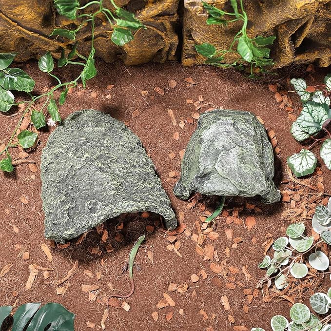 IBWell 9.1 Inch Reptile Hides Resin Tortoise Hideout for Hiding and Basking Aquarium Rock Caves for Snake Bearded Dragon Fish Lizard