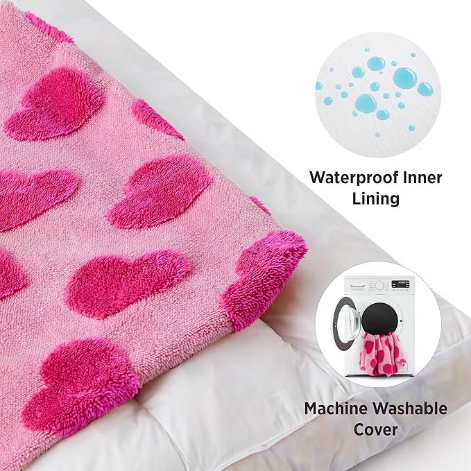LE SURE Dog Beds Medium Size-Thick Shredded Chopped Foam Pet Bed Indoor with Removable Cover, Cute Modern Fuzzy Plush & Anti Slip Bottom, Pink