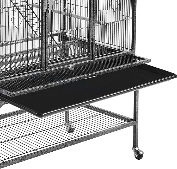 Yaheetech 69-Inch Extra Large Wrought Iron 3 Levels Ferret Chinchilla Sugar Glider Squirrel Small Animal Cage with Cross Shelves and Ladders, Black
