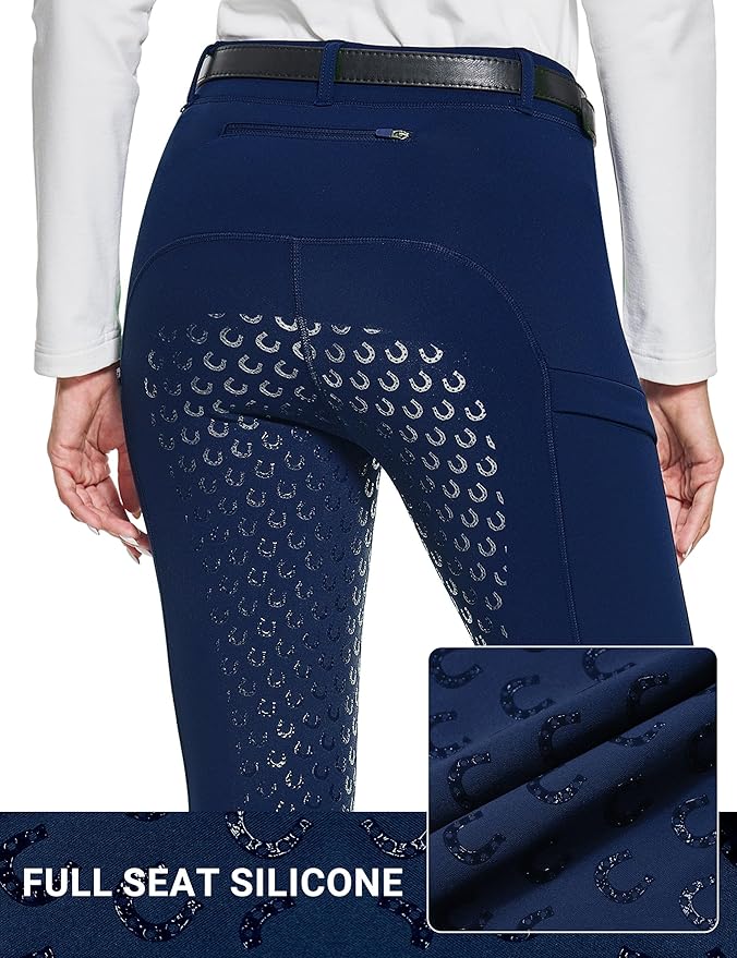 FitsT4 Sports Women's Winter Horse Riding Pants with Zipper Pockets Full Seat Riding Tights Fleece Lined Equestrian Breeches