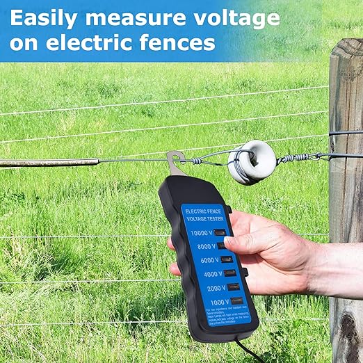 Electric Fence Voltage Tester, 10KV Fence Tester 6 Neon Indicator Lights/Fence Tester for Farms Fault Finder Portable Testing Tool