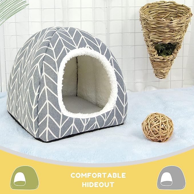 2 Pack Guinea Pig Hideout Bed Dwarf Rabbit House Cave Accessories Cozy Hide-Out for Little Bunny Hedgehog Ferret Chinchilla&Other Small Animals