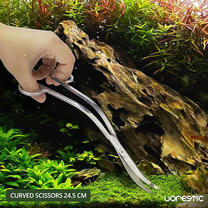VORESTIC Long Aquarium Scissors for Plants 9.8 inches, Aquascaping Scissors, Aquarium Plant Trimmer, Aquascape Tools, Terrarium Tools for Plants (1 Pc Wave)