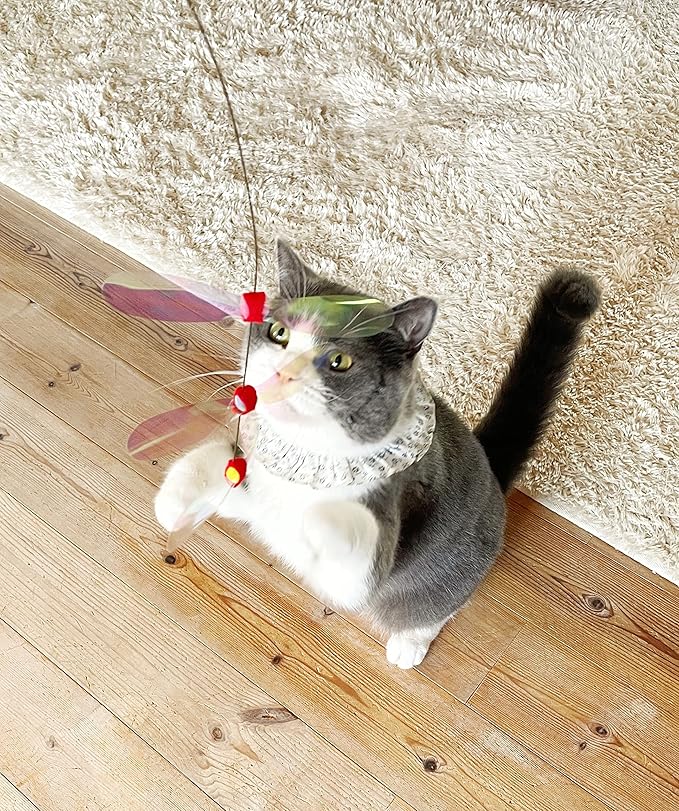 NECOICHI Crinkly Critters Dancing Dragonfly Trio Wire Cat Wand No.1 Selling Cat Toy in Japan