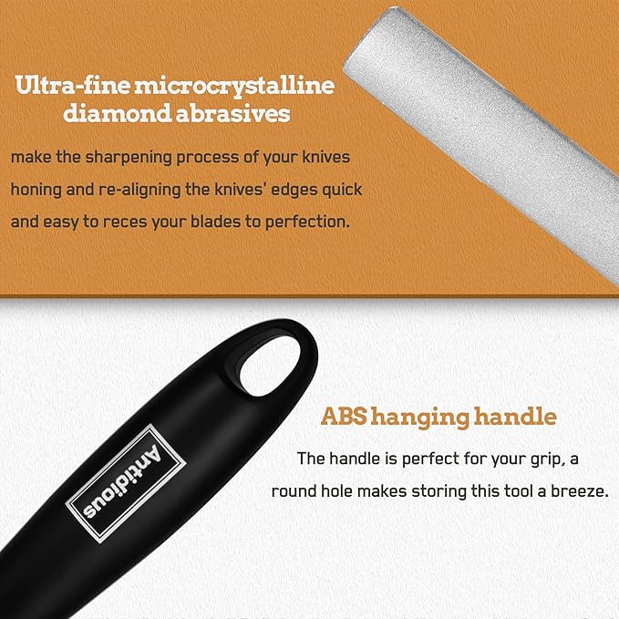 Antidious Hoof Knife Sharpener, 5 inch Farrier tool Honing Rod with Diamond Coated to Keep Hoof Knives and Cutting Instruments Sharp