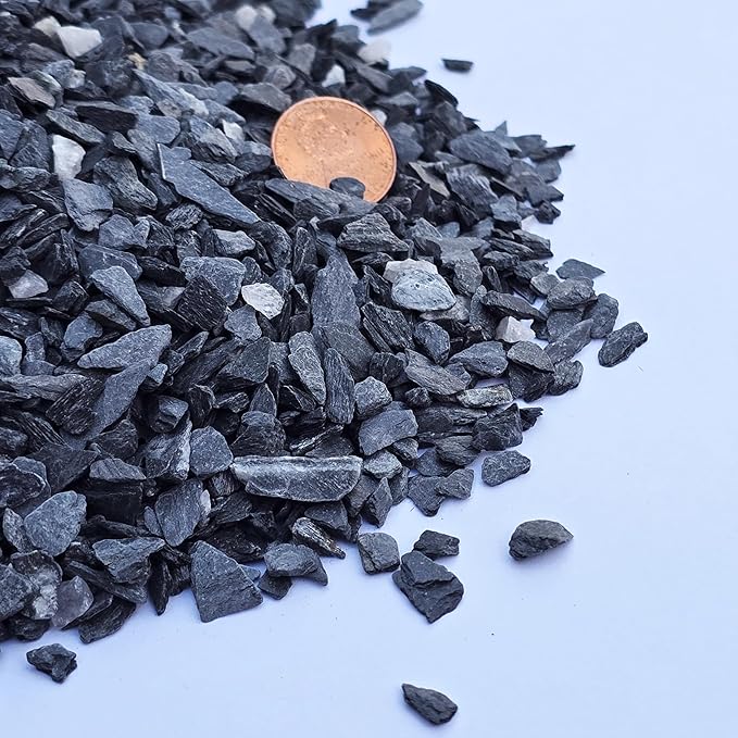 Small World Slate & Stone Aquarium Gravel - Natural Substrate for Aquascaping Planted, Freshwater and Saltwater Tanks - Grey - Small Scale Gravel Size 1/8"-1/4" (14 lbs)