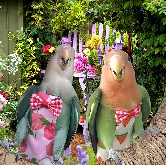 5 Pcs Bird Diapers Bird Harness Flight Suits Diapers Reusable Parrot Nappy with Waterproof Inner Layer Washable Cute Urine Wet Suit for Cockatiel Budgie Conure Macaw Parakeet Lovebird,S