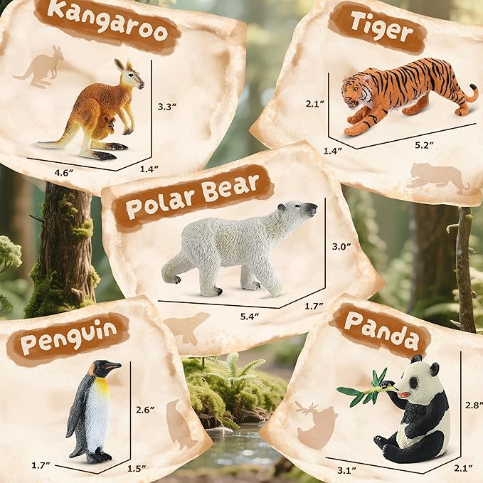 9 PCS Zoo Animal Toys for Kids 3-5 Realistic Plastic Wild Animal Figurine Toys Educational Learning Toy for Kids Boys Girls Toddlers